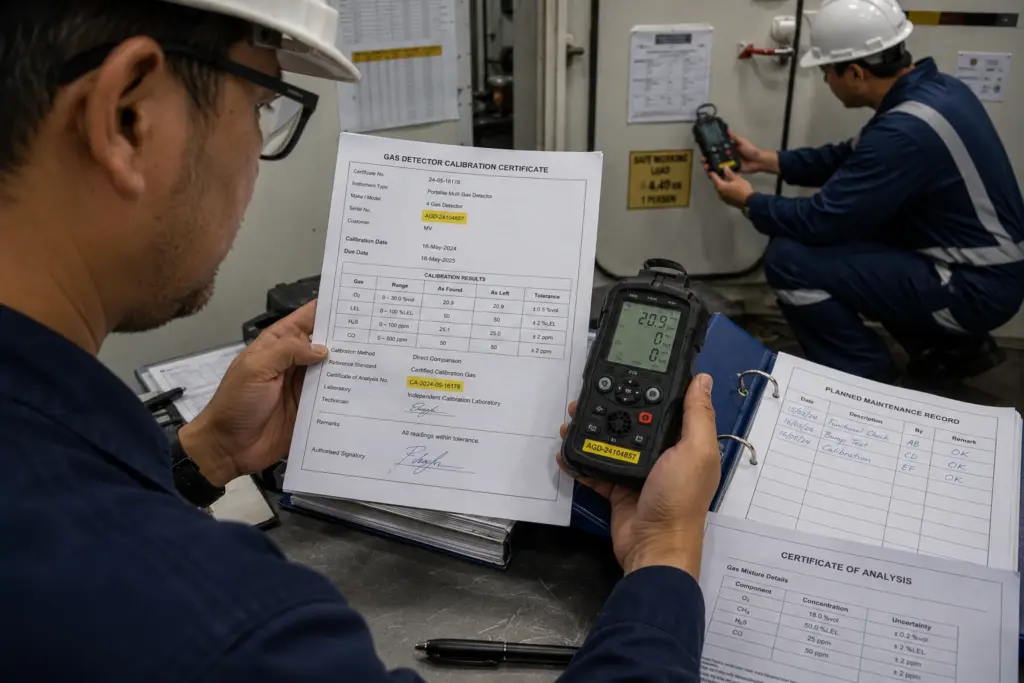 What a Gas Detector Calibration Certificate Must Show to Satisfy a PSC Inspector or Class Surveyor